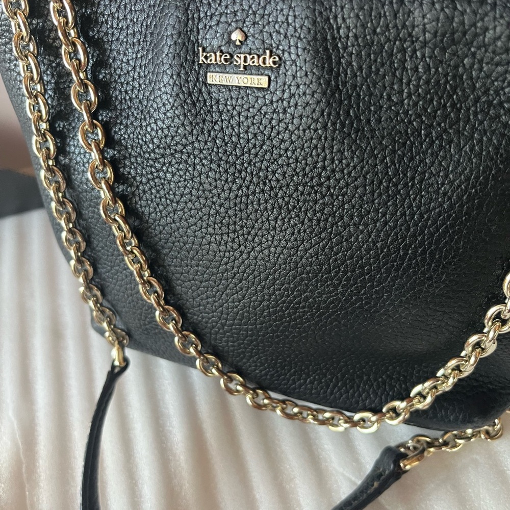 EUC Kate Spade Jackson Street Crossbody Chain Black pebble Leather crossbody bag - Picture 2 of 5